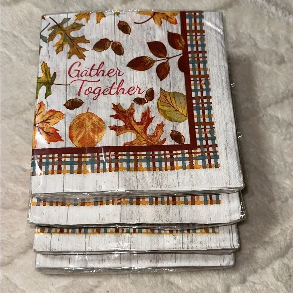Greenbrier Gather Together Thanksgiving Square Shaped Napkins 24 x 4 packs